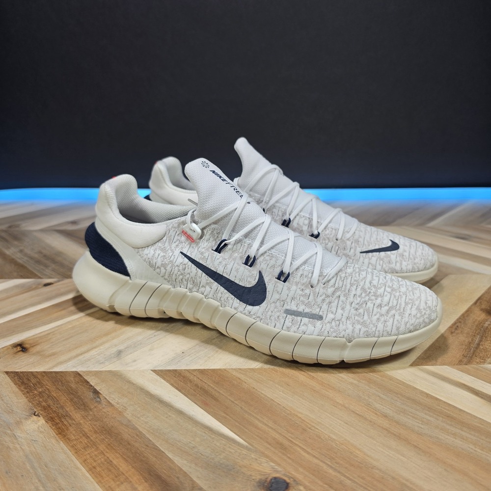 Nike Free Run 5.0 Men's White Obsidian Athletic Running Shoes Sneakers Sz 13
